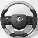 Real Steering Wheel Silver Carbon [glossy] (blue x silver euro stitch)